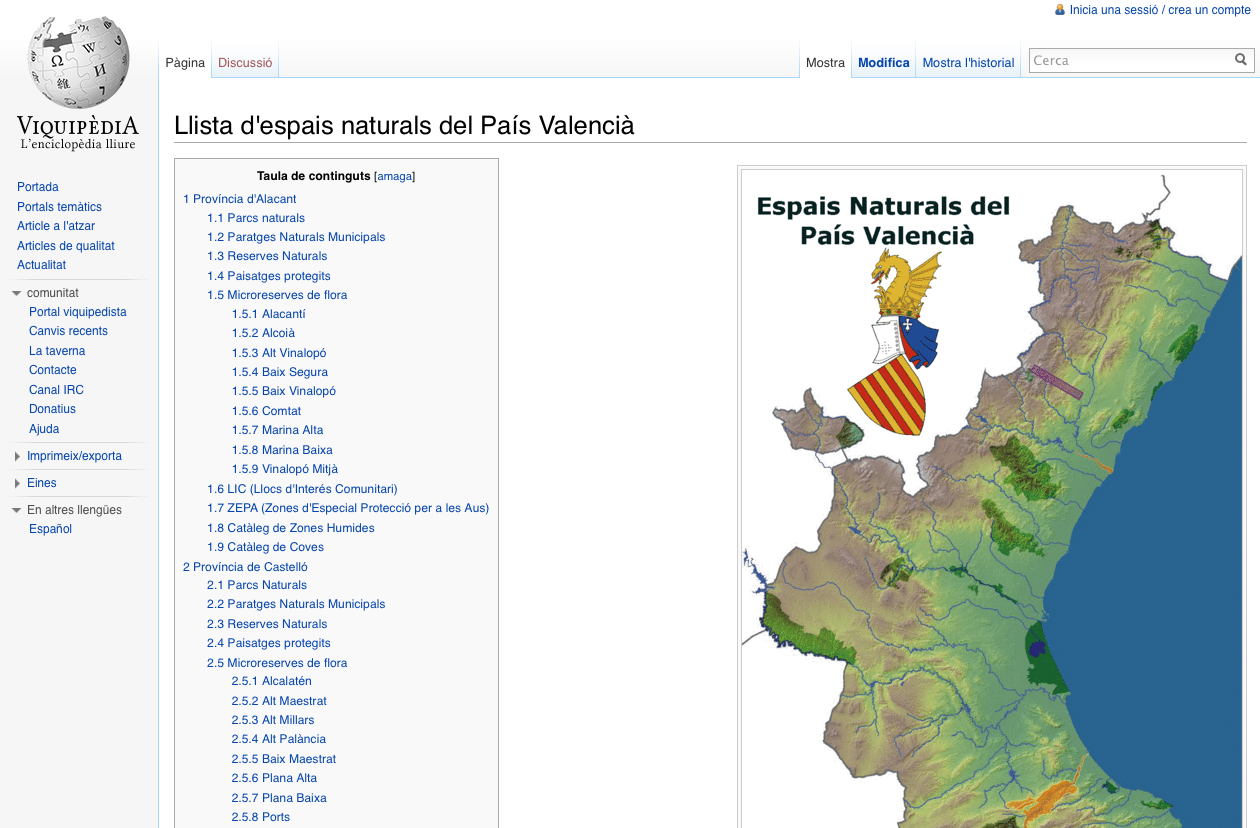Llista d'espais naturals del País Valencià | Recurso educativo 34638