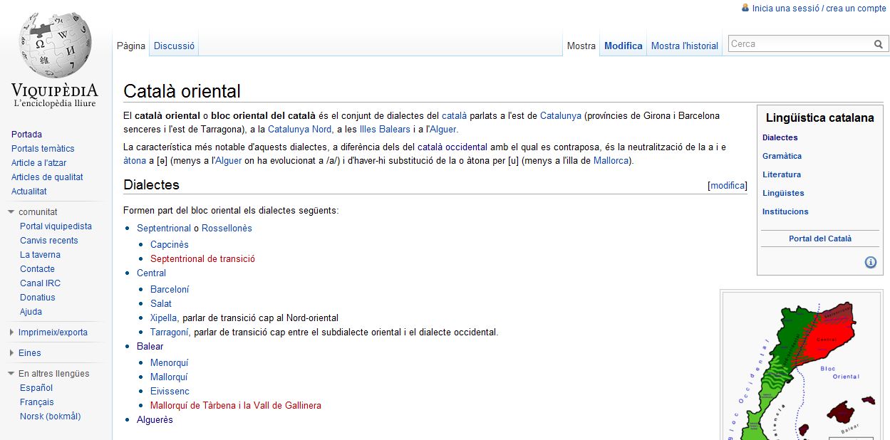 El català oriental- Viquipèdia | Recurso educativo 35279