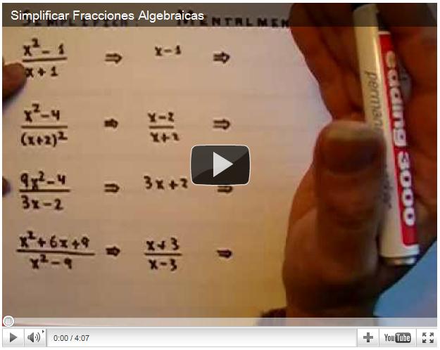 Simplificar Fracciones Algebraicas | Recurso educativo 35967