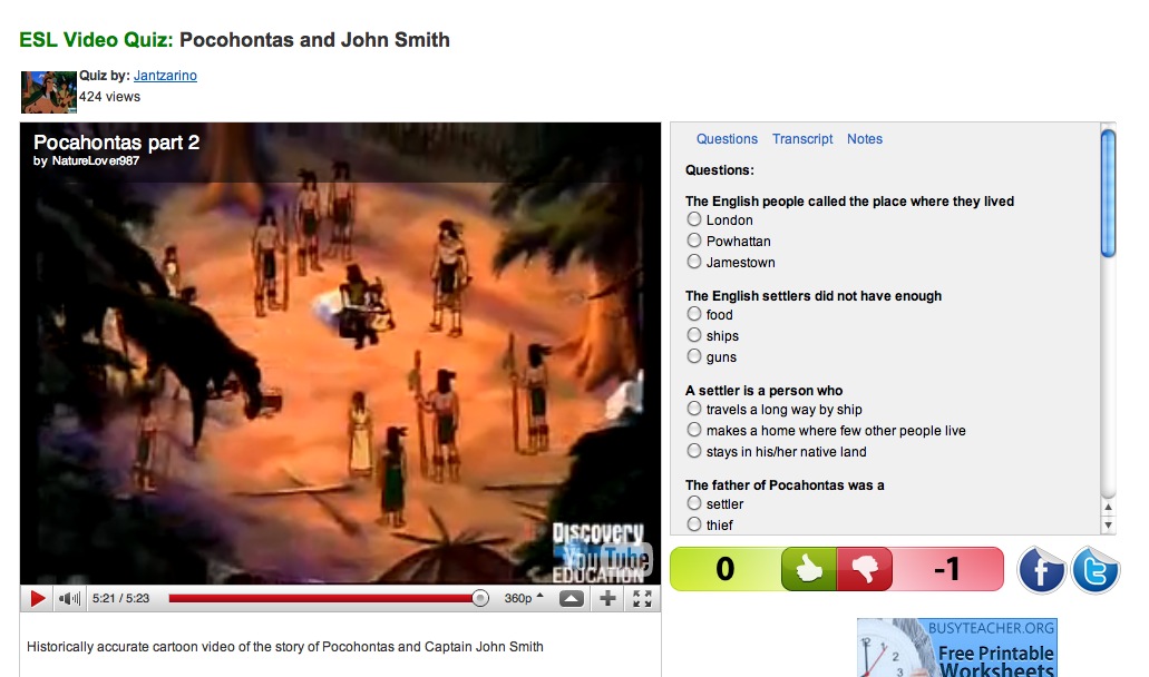 Video: Pocahontas saves John Smith | Recurso educativo 38619