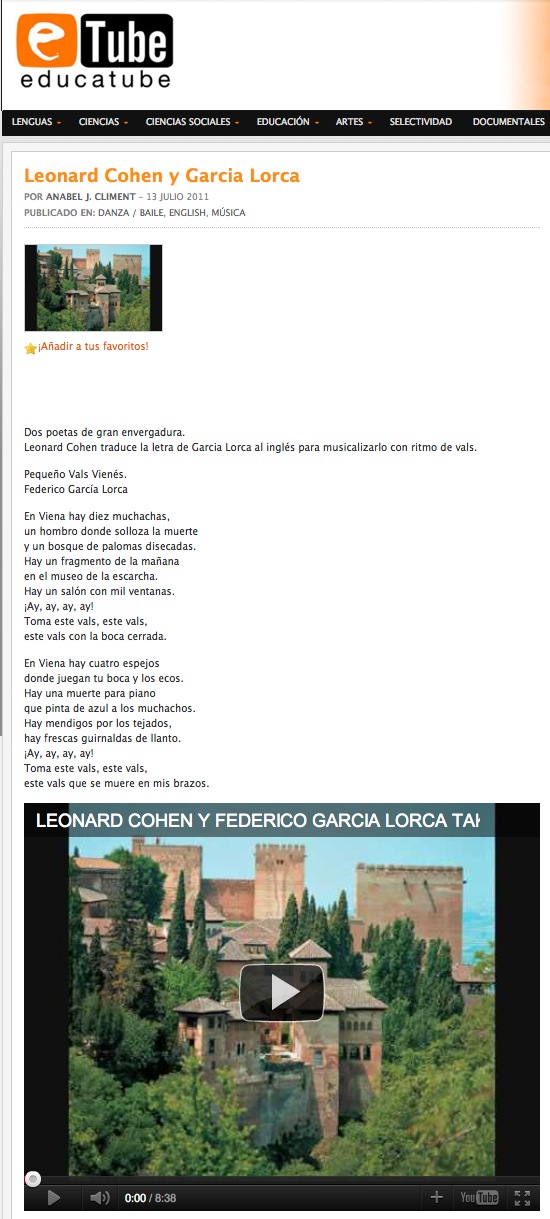 Video: Leonard Cohen y García Lorca | Recurso educativo 39582
