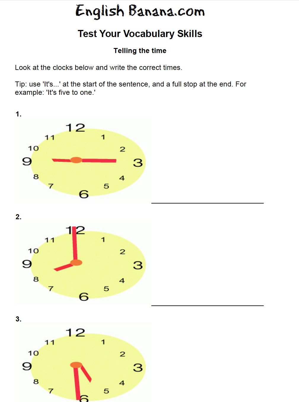 Telling the time- analog clocks | Recurso educativo 42605