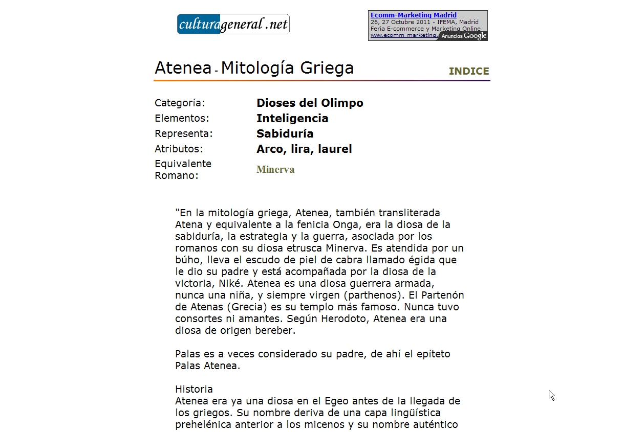 Mitología Griega: Atenea | Recurso educativo 48824