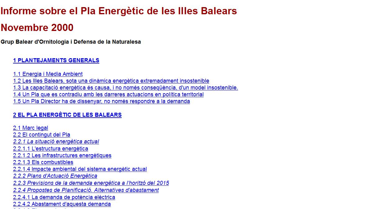 Informe sobre el Pla Energètic de les Illes Balears | Recurso educativo 39902