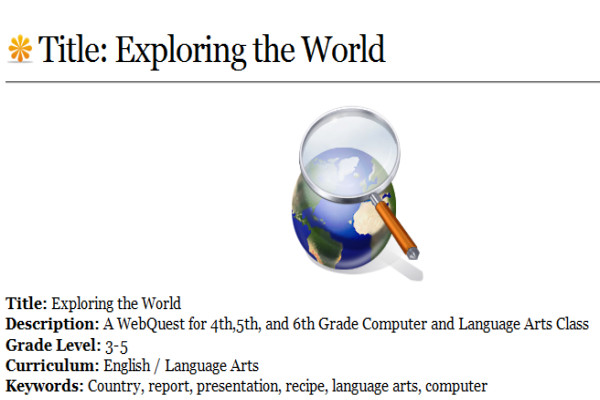 Webquest: Exploring the world | Recurso educativo 43120