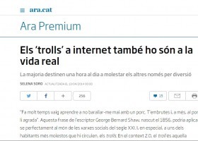 Els ‘trolls’ a internet també ho són a la vida real | Recurso educativo 740341