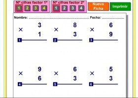 Generador de multiplicacions per imprimir | Recurso educativo 775250